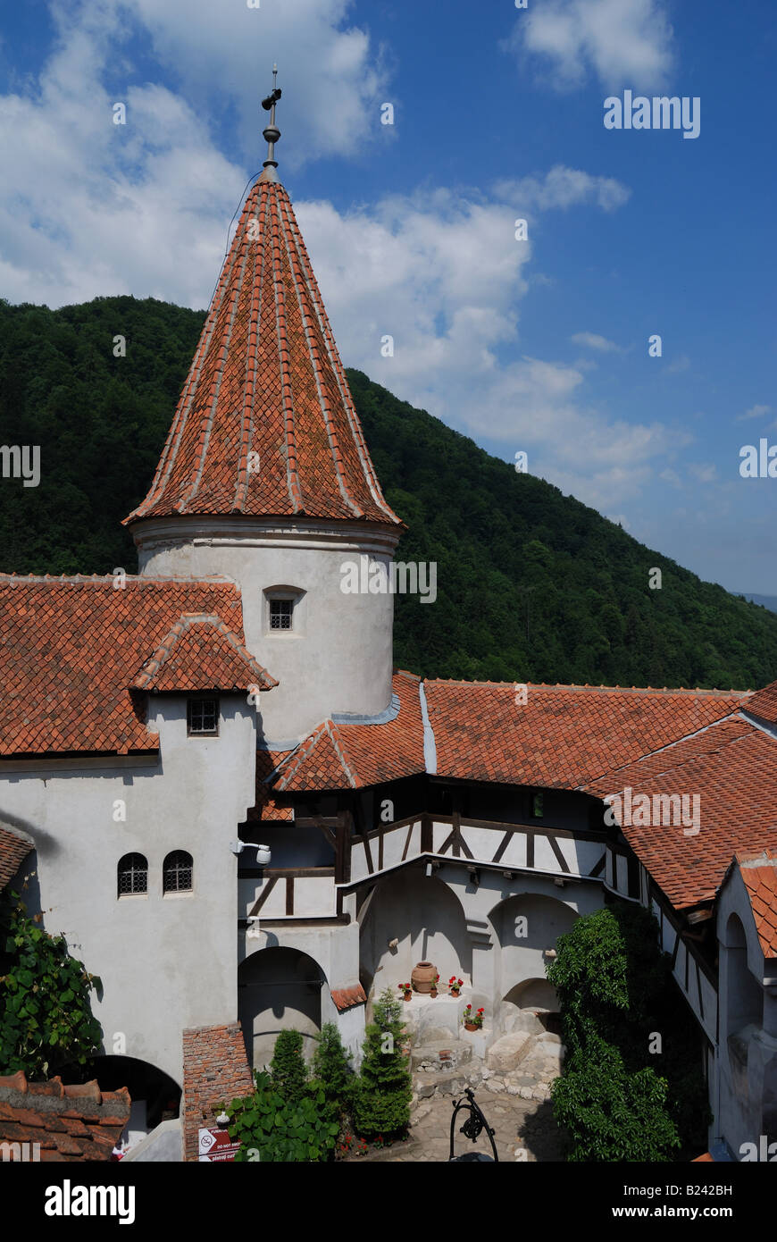 Le Château de Bran, Transylvanie, Roumanie, jour, du soleil, des montagnes des Carpates Banque D'Images