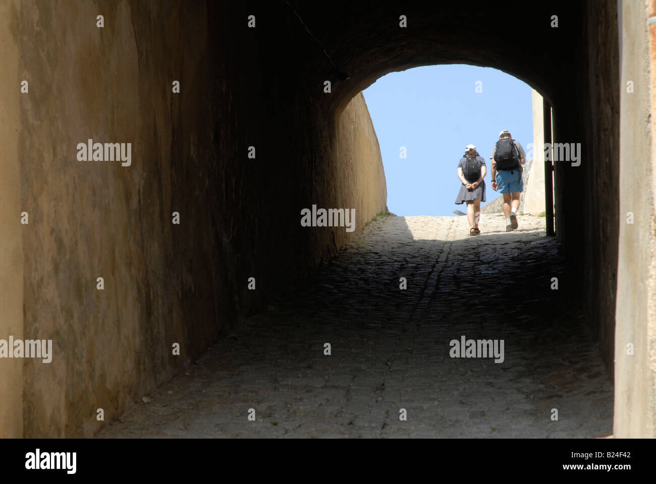 Visiteurs en citadelle de Calvi dans le nord de la Corse Banque D'Images