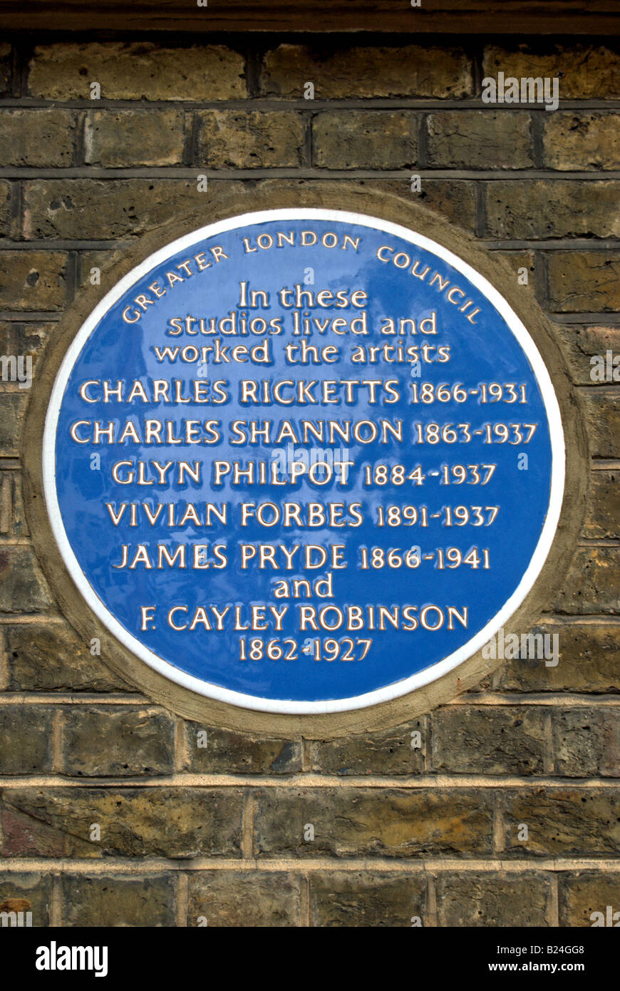 Blue plaque marquant les artistes qui ont vécu et travaillé dans des
