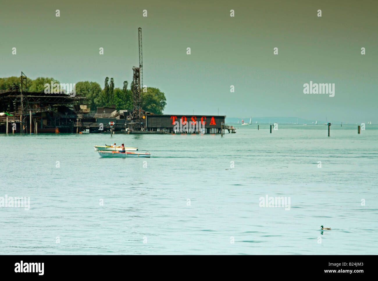 Vue sur la scène flottante à Bregenz, le lac de Constance (Bodensee), Autriche Banque D'Images