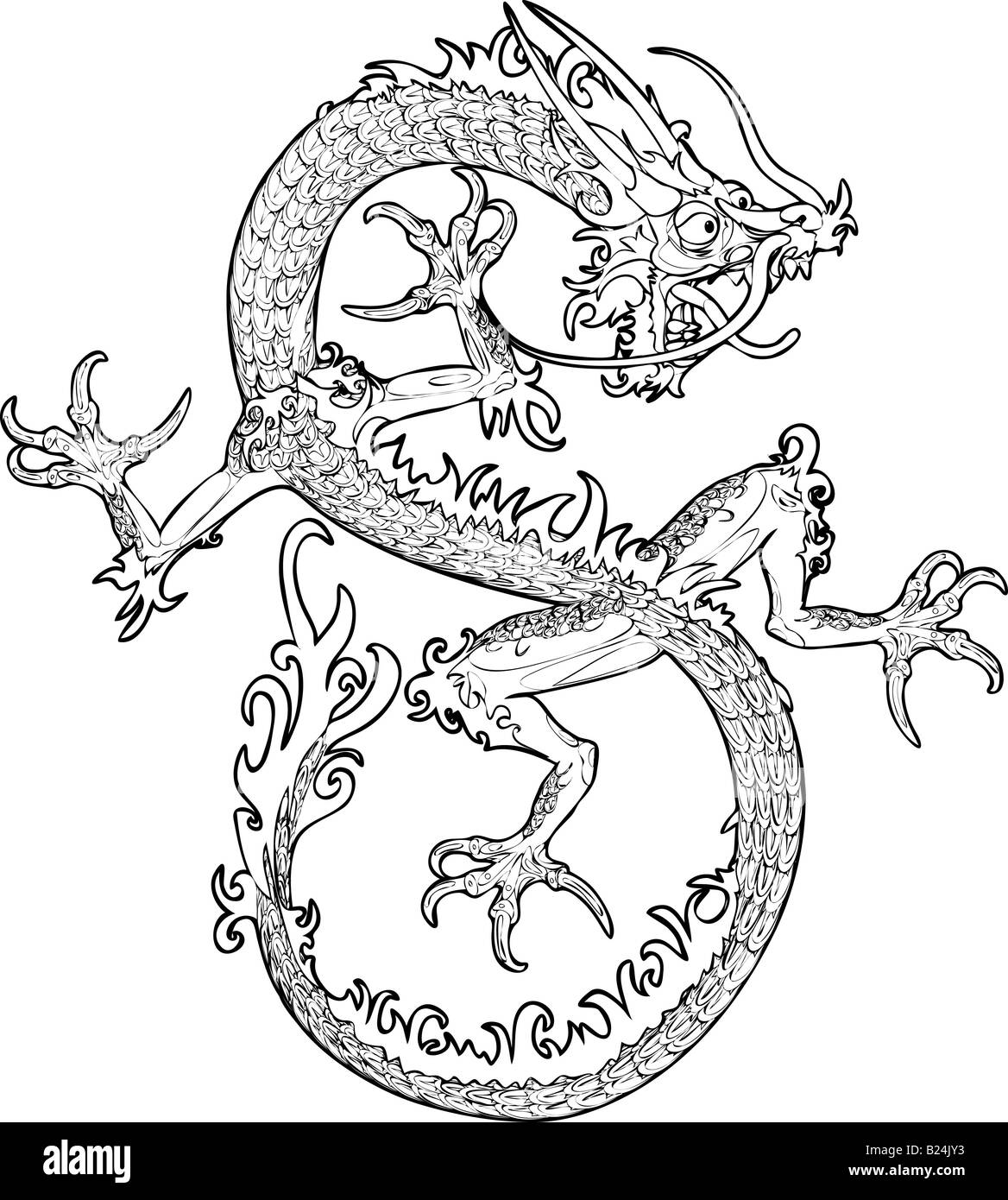Dragon chinois une illustration d'un style oriental dragon. Banque D'Images