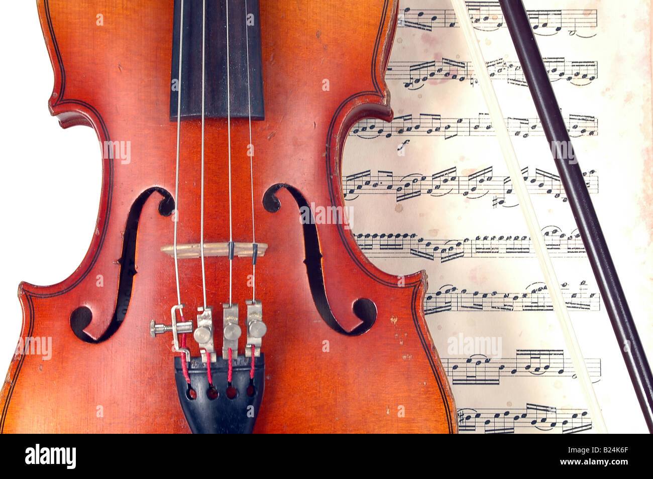 Close up de violon et feuille de musique Vintage Banque D'Images