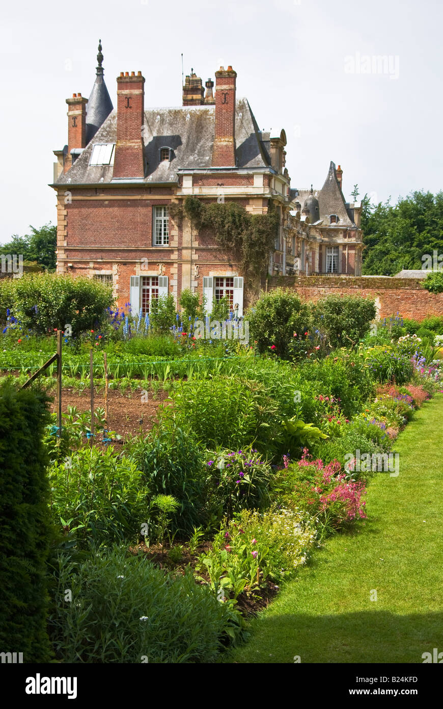 Château de Miromesnil vu du potager en Normandie France UE Banque D'Images
