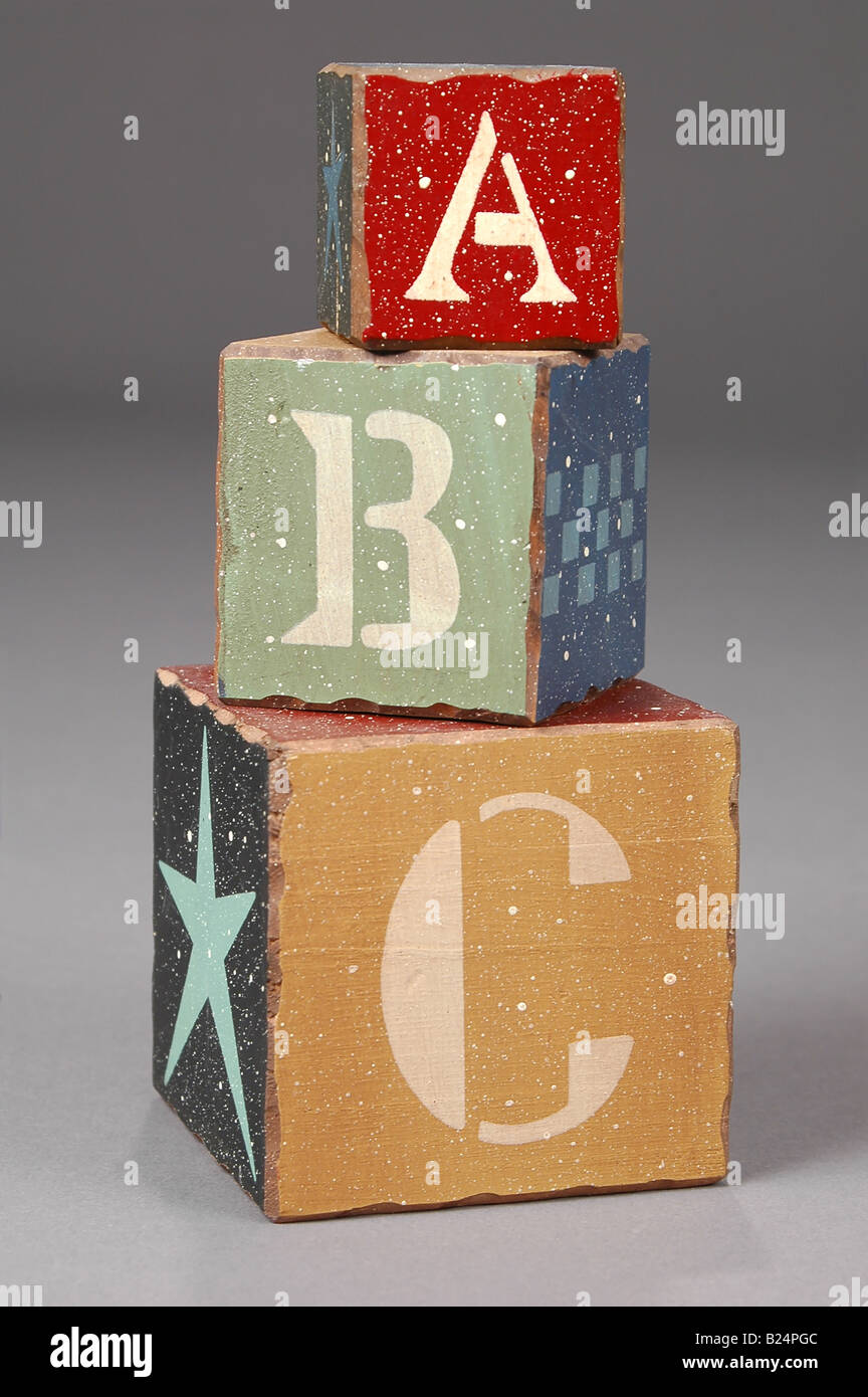 ABC lettres sur des blocs en bois Banque D'Images