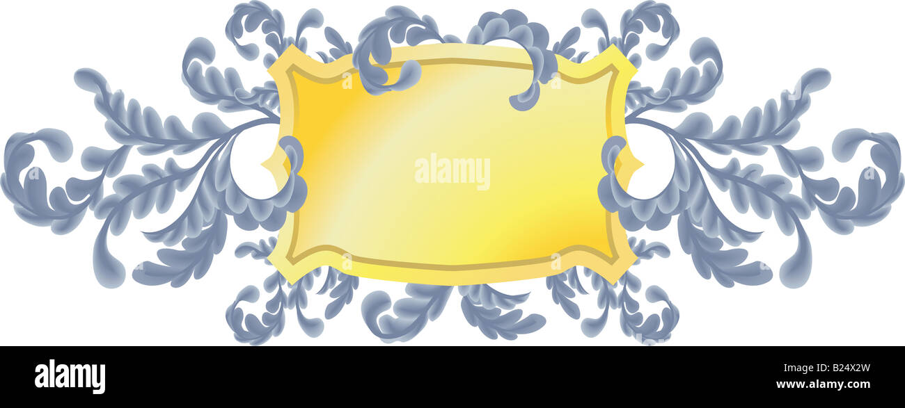 Une illustration d'un bouclier ou de la plaque avec la jolie morte. feuille de chêne. Banque D'Images