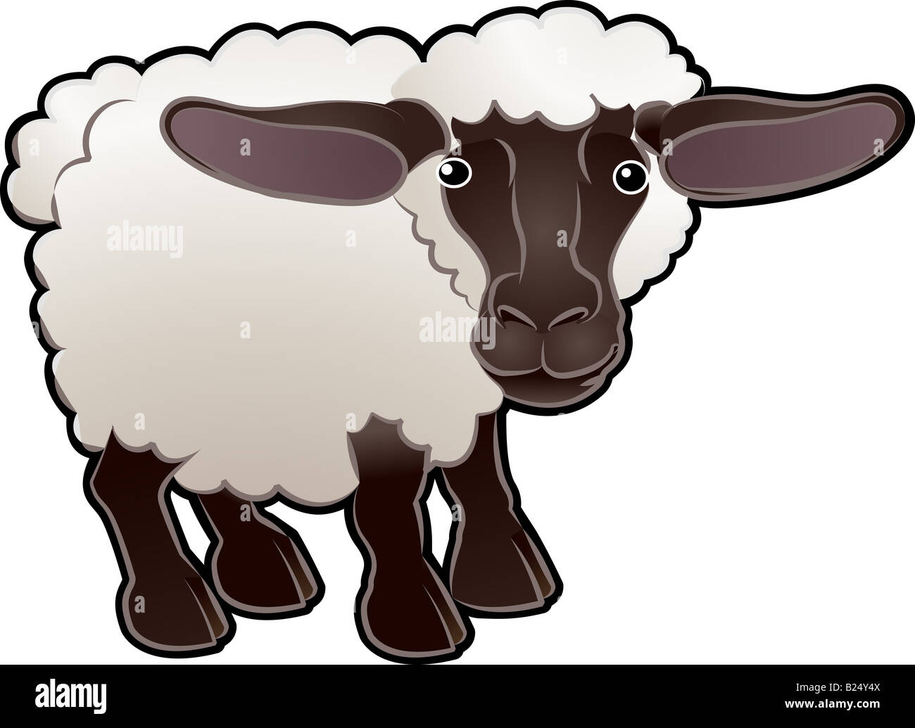 Une jolie ferme de moutons illustration animaux Banque D'Images