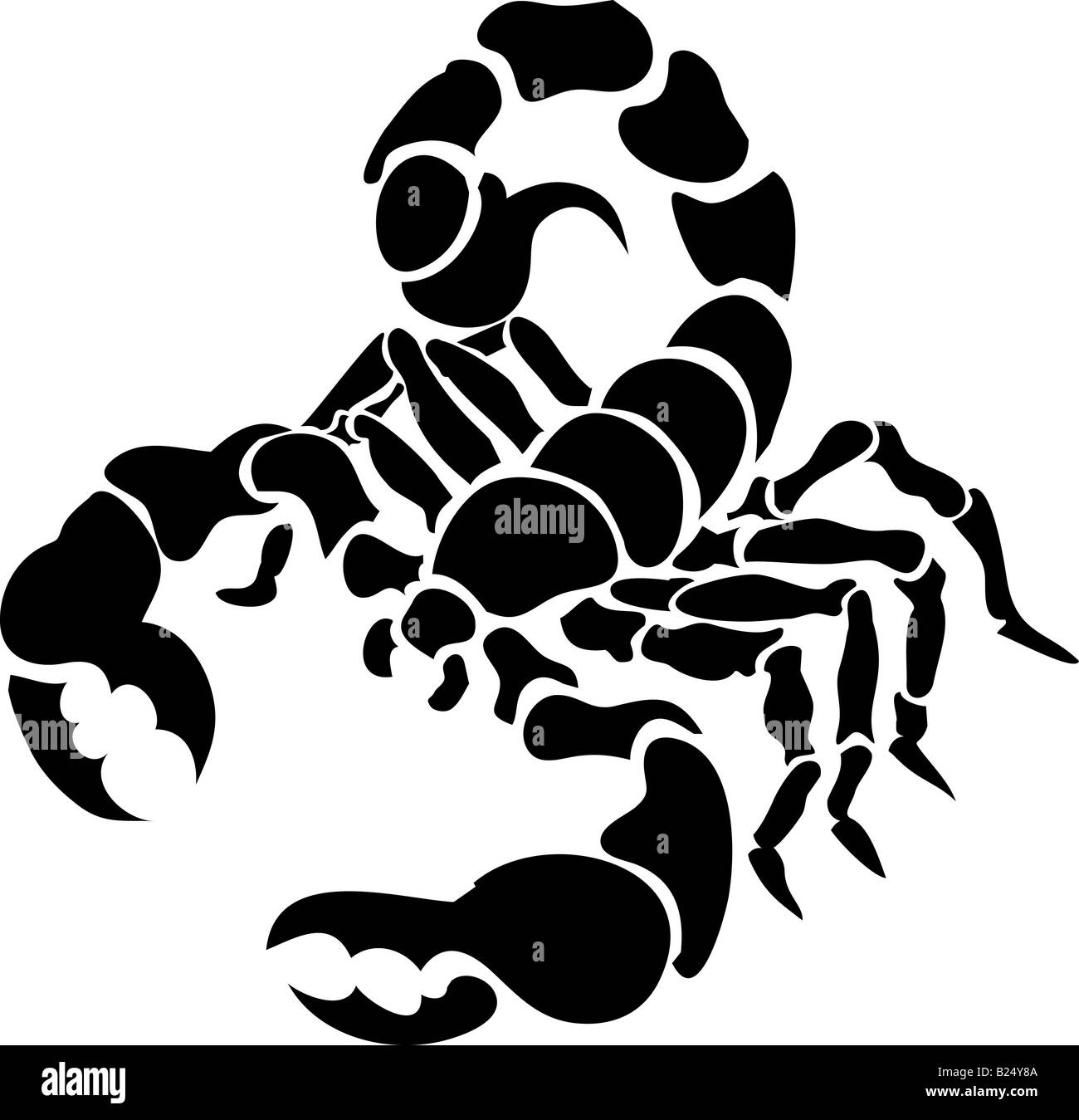 Scorpion. Illustration monochrome d'un scorpion stylisé Banque D'Images