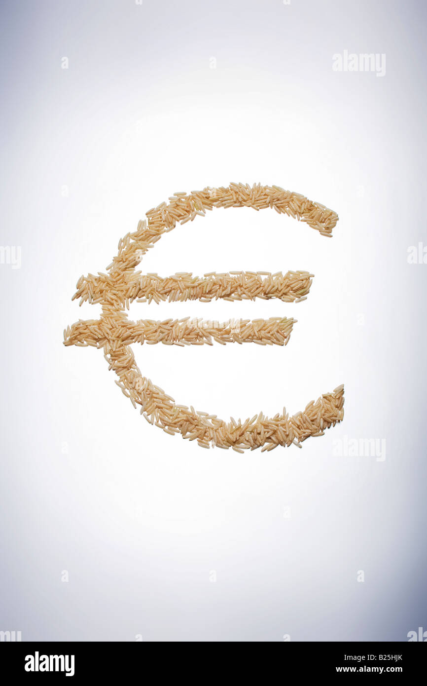 Symbole Euro fabriqué à base de riz Banque D'Images