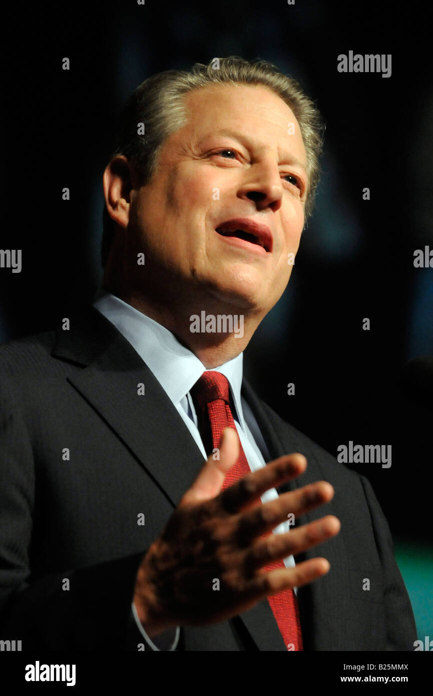 L'ancien Vice-président américain et prix Nobel de la paix Al GORE parle de l'énergie et l'environnement Il a exposé un nombre sans précédent de Banque D'Images
