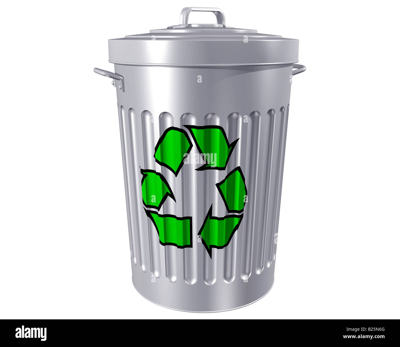 Illustration d'une poubelle traditionnelle avec un rappel à recycler Banque D'Images