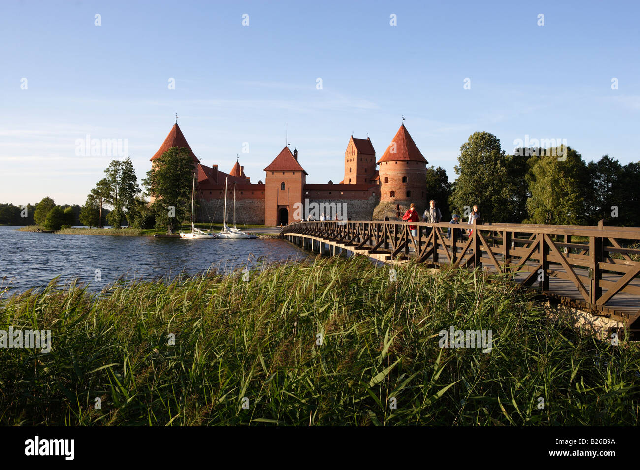 Château de Trakai, une île sur le lac Galve, Lituanie Banque D'Images