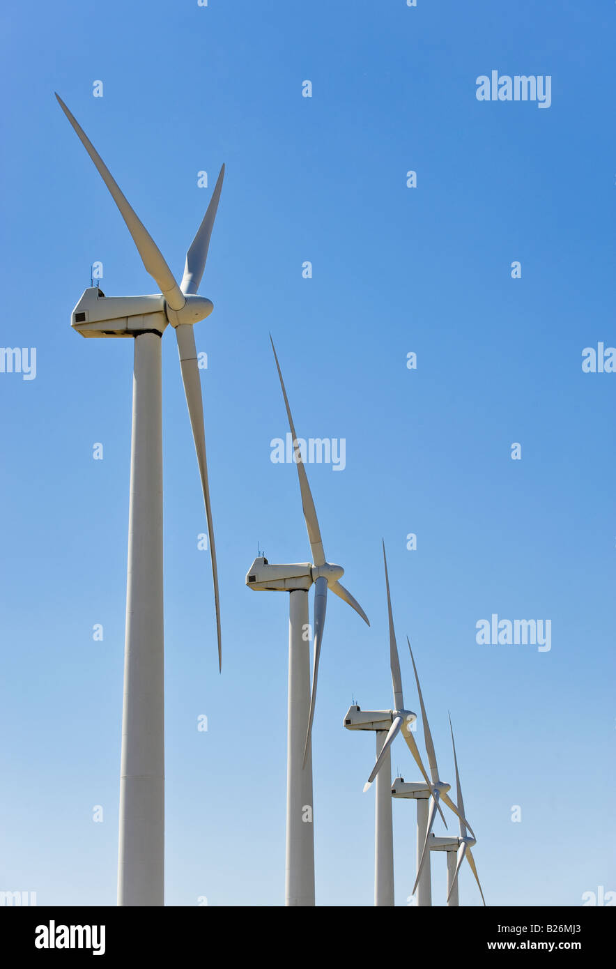 Low angle view of wind turbines Banque D'Images