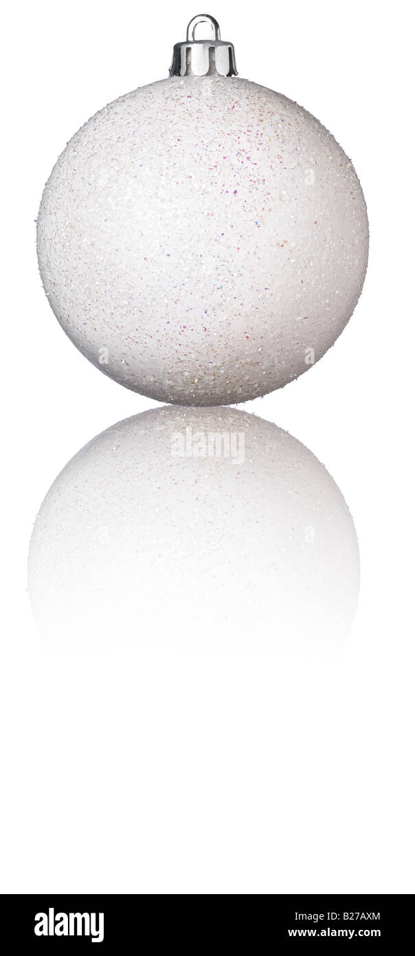 Ornement de Noël, boule blanche decoration Banque D'Images