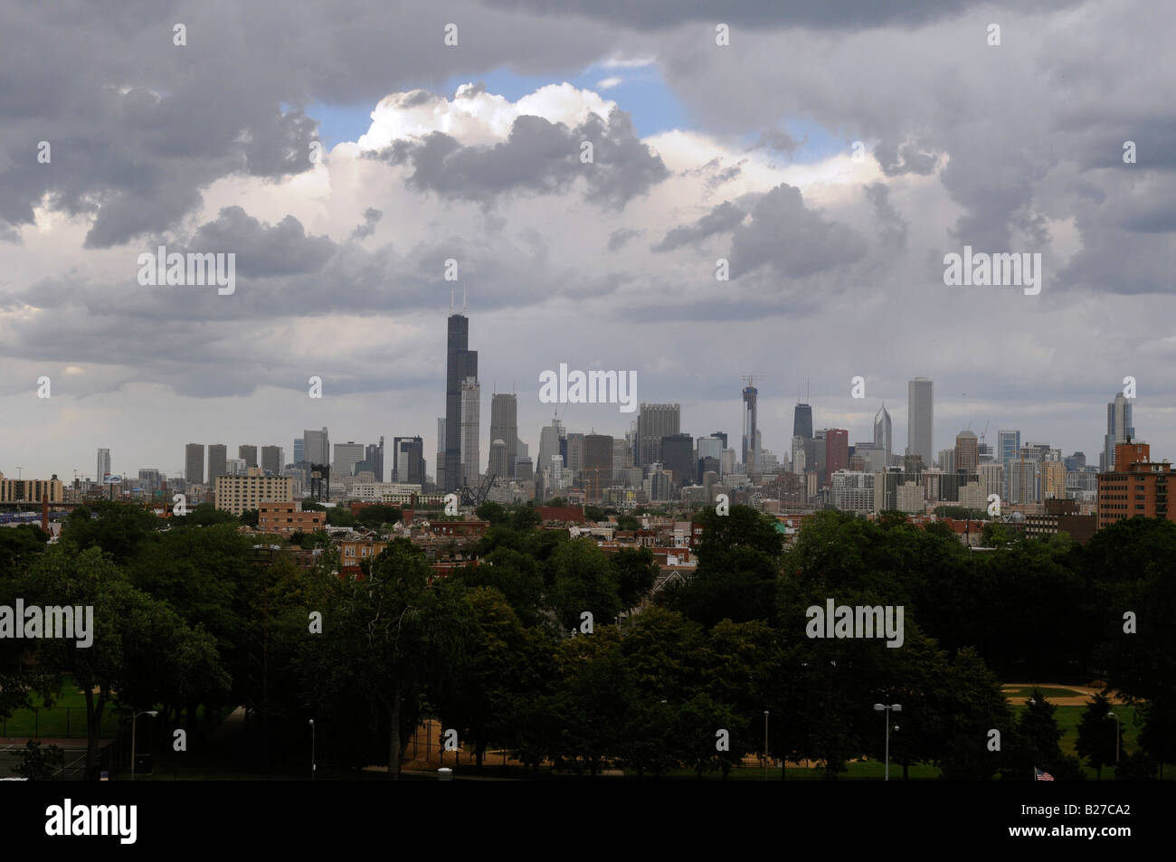 La ville de Chicago skyline vu de la légendaire côté sud Banque D'Images