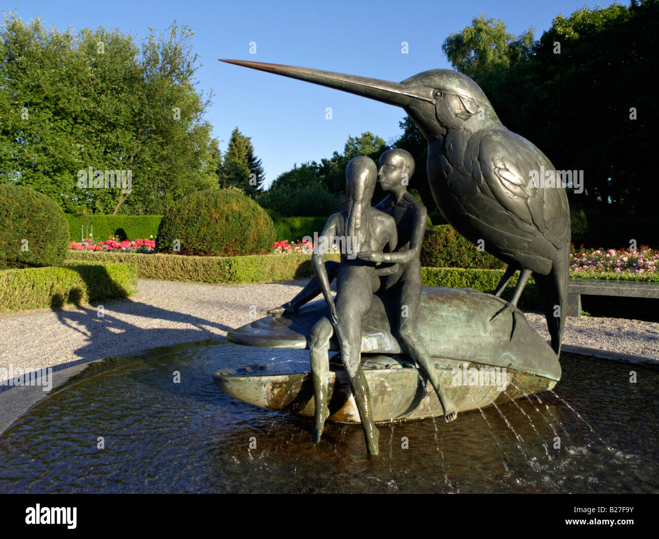 Fontaine des oiseaux, britzer garten, Berlin, Allemagne Banque D'Images