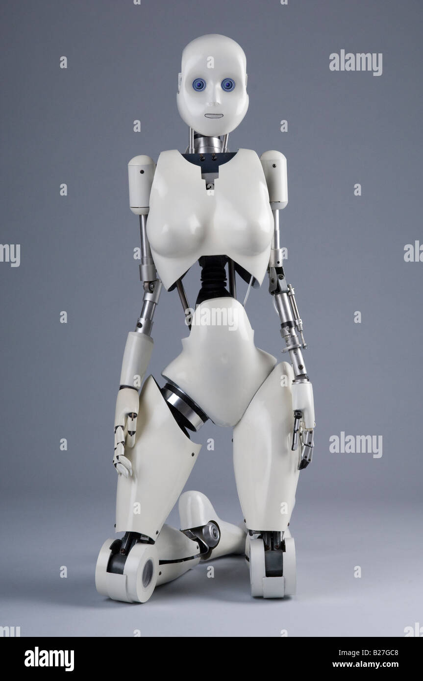 Robot femme agenouillée mannequin Banque D'Images