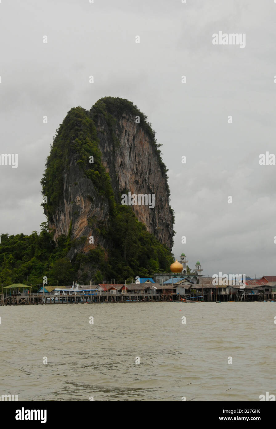 Muslim village flottant, l'île de Koh Panyi, Ao Phang Nga , Phuket , Thaïlande Banque D'Images