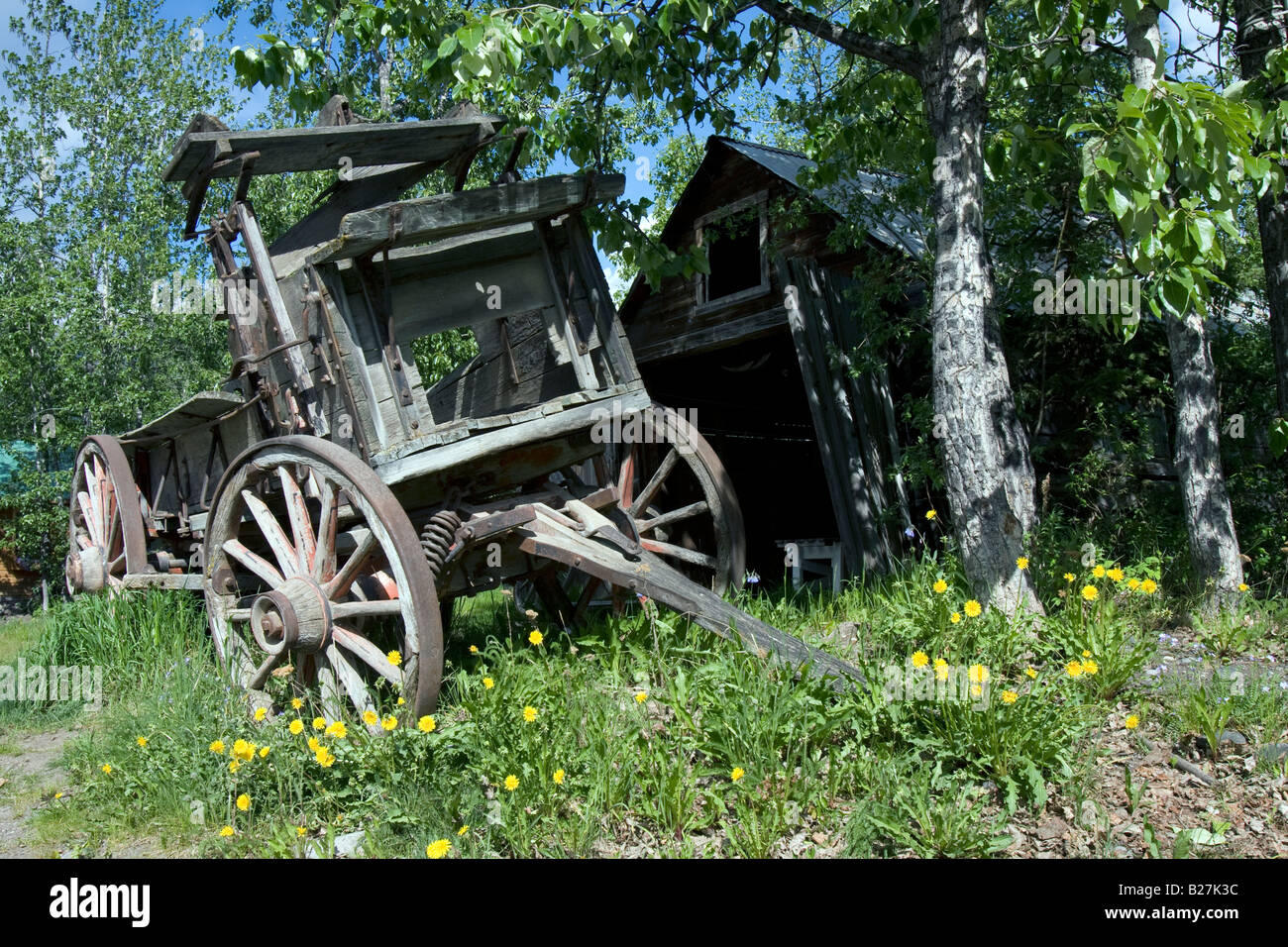 Ancien wagon, McCarthy, de l'Alaska. Banque D'Images