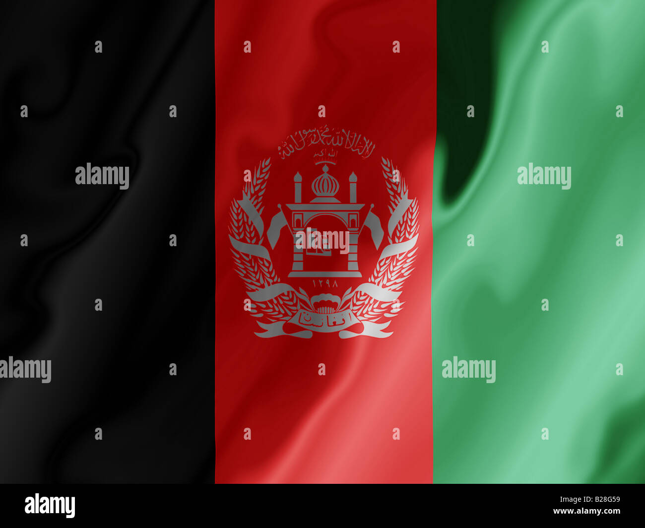 Voletant de droit du drapeau national afghan Banque D'Images