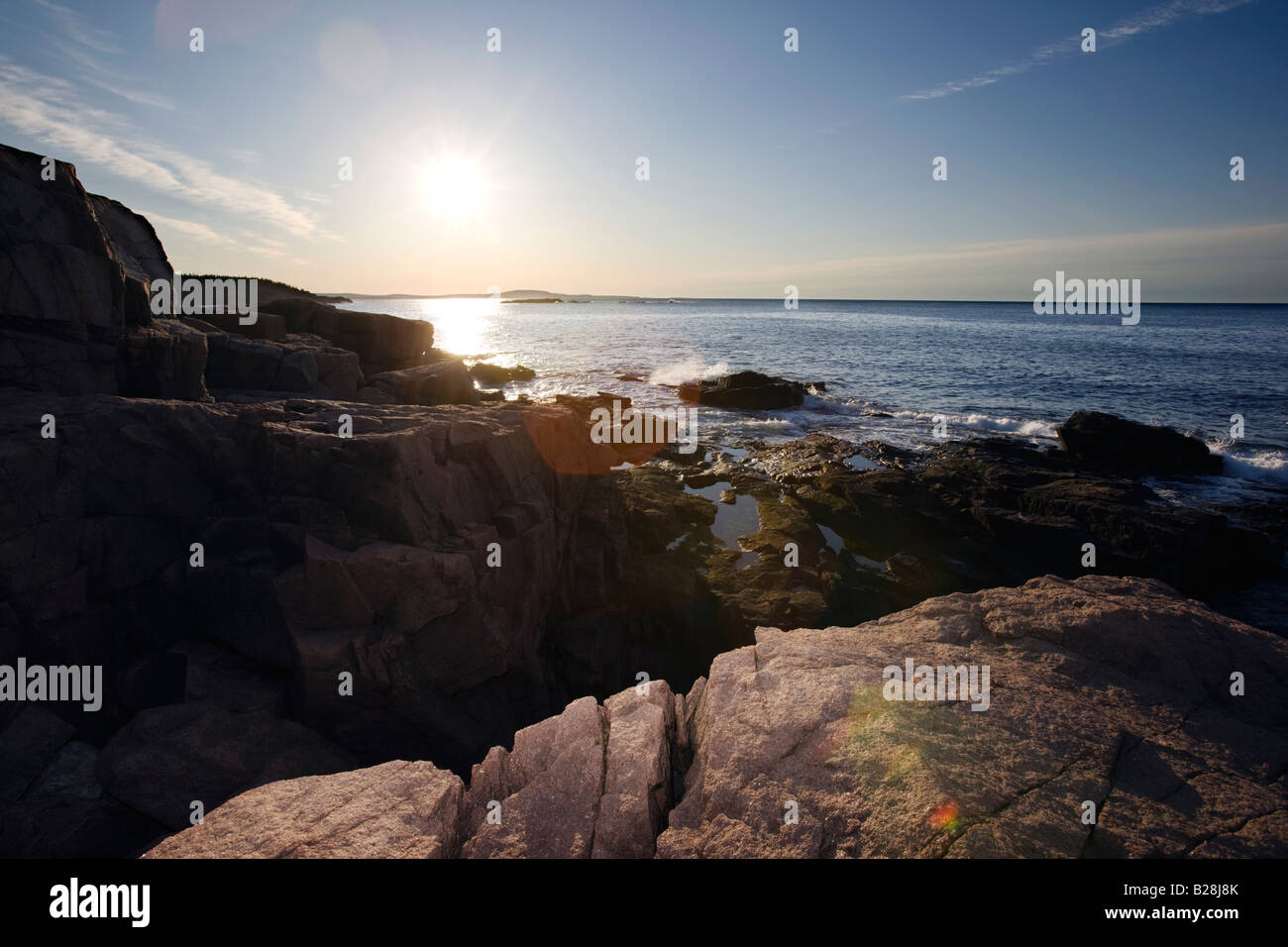 Lever du soleil à Thunder Hole, l'Acadia National Park, moi Banque D'Images