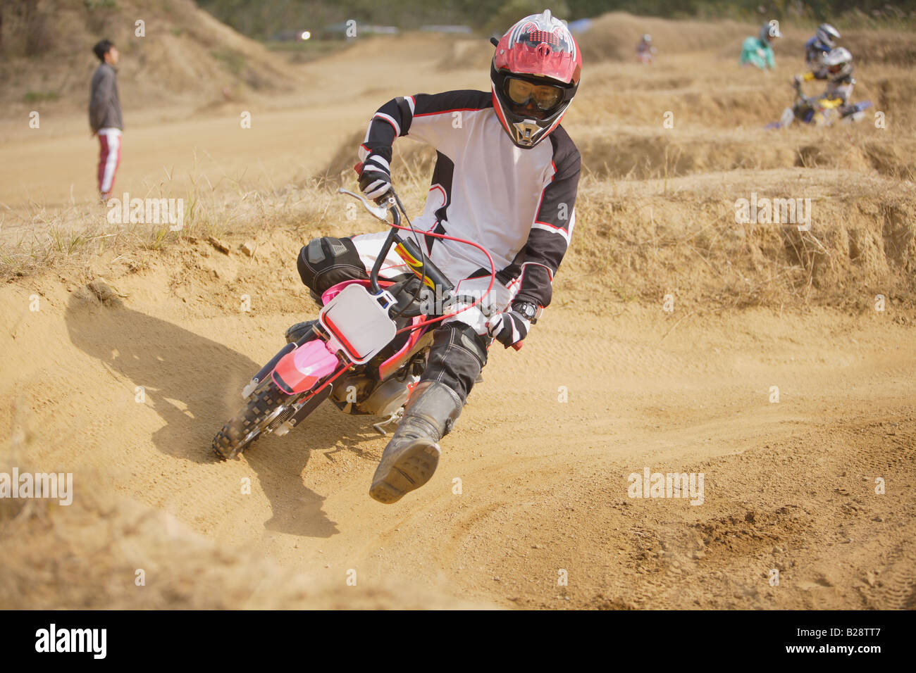 Rider Motocross tournant Banque D'Images