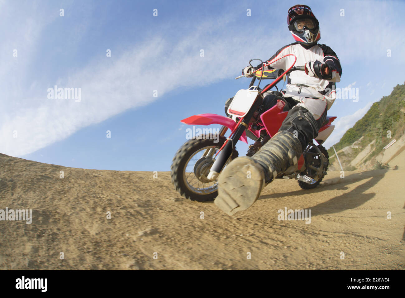 Rider Motocross tournant Banque D'Images