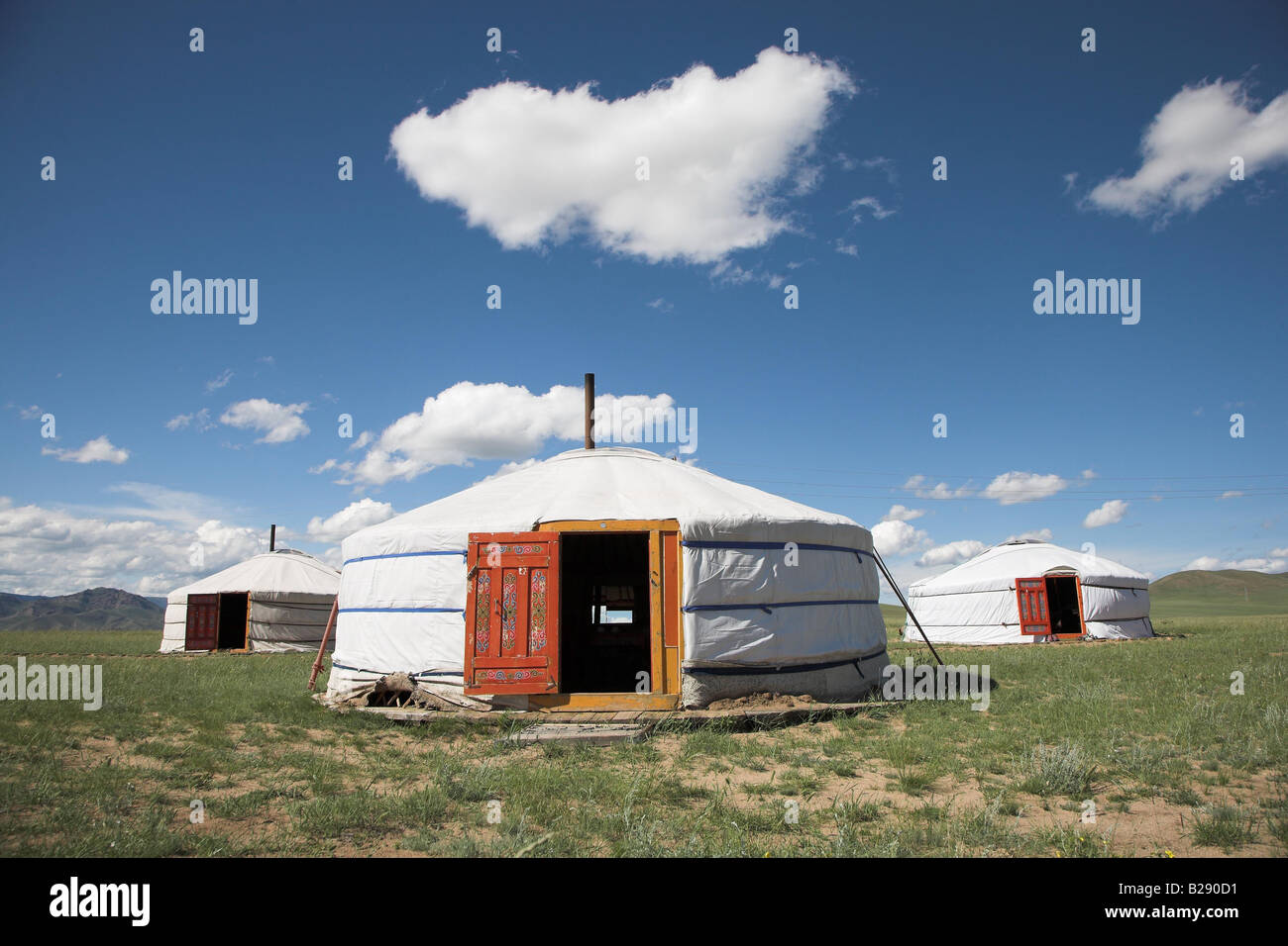 Une tente traditionnelle ger dans Elstei près d'Oulan-Bator en Mongolie Banque D'Images