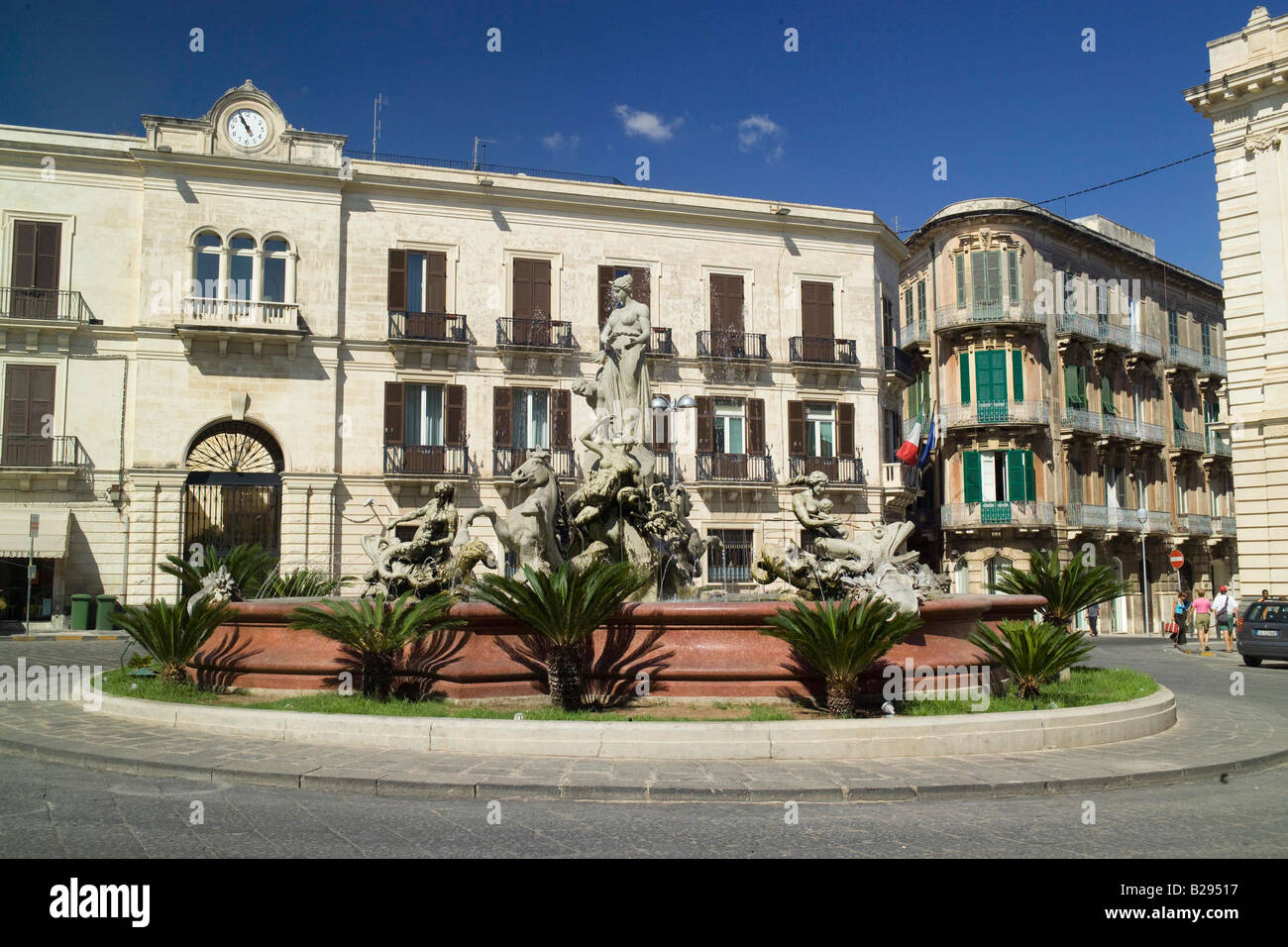 La fontaine de piazza Archimede Syracuse Sicile Banque D'Images