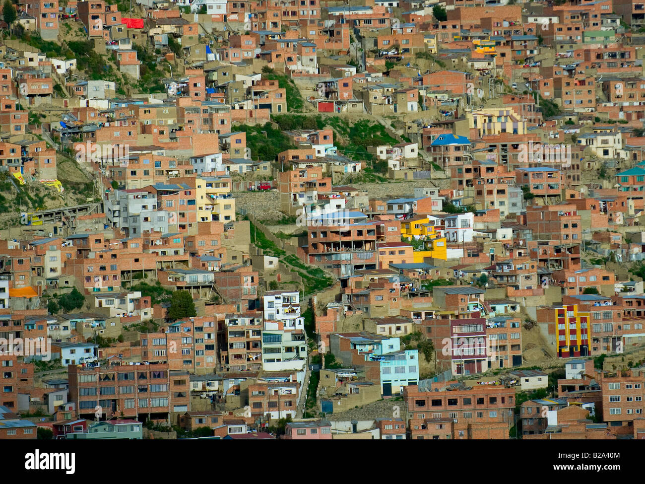 Arrière-plan de maisons La Paz Bolivie Banque D'Images