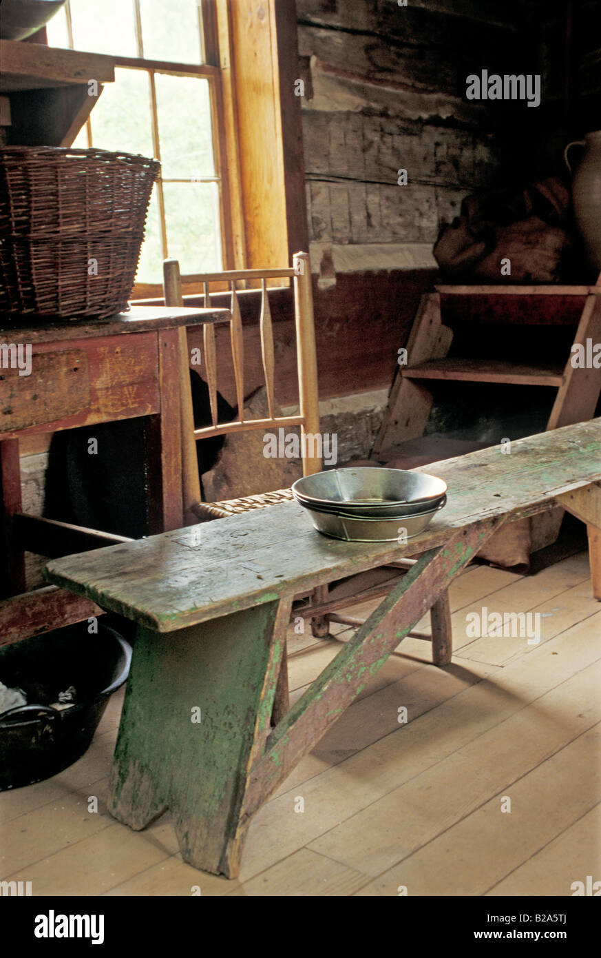 Ferme de la laitière Kvaale immigrants norvégiens Old World Wisconsin restaurée à son apparence 1865. Photographie Banque D'Images