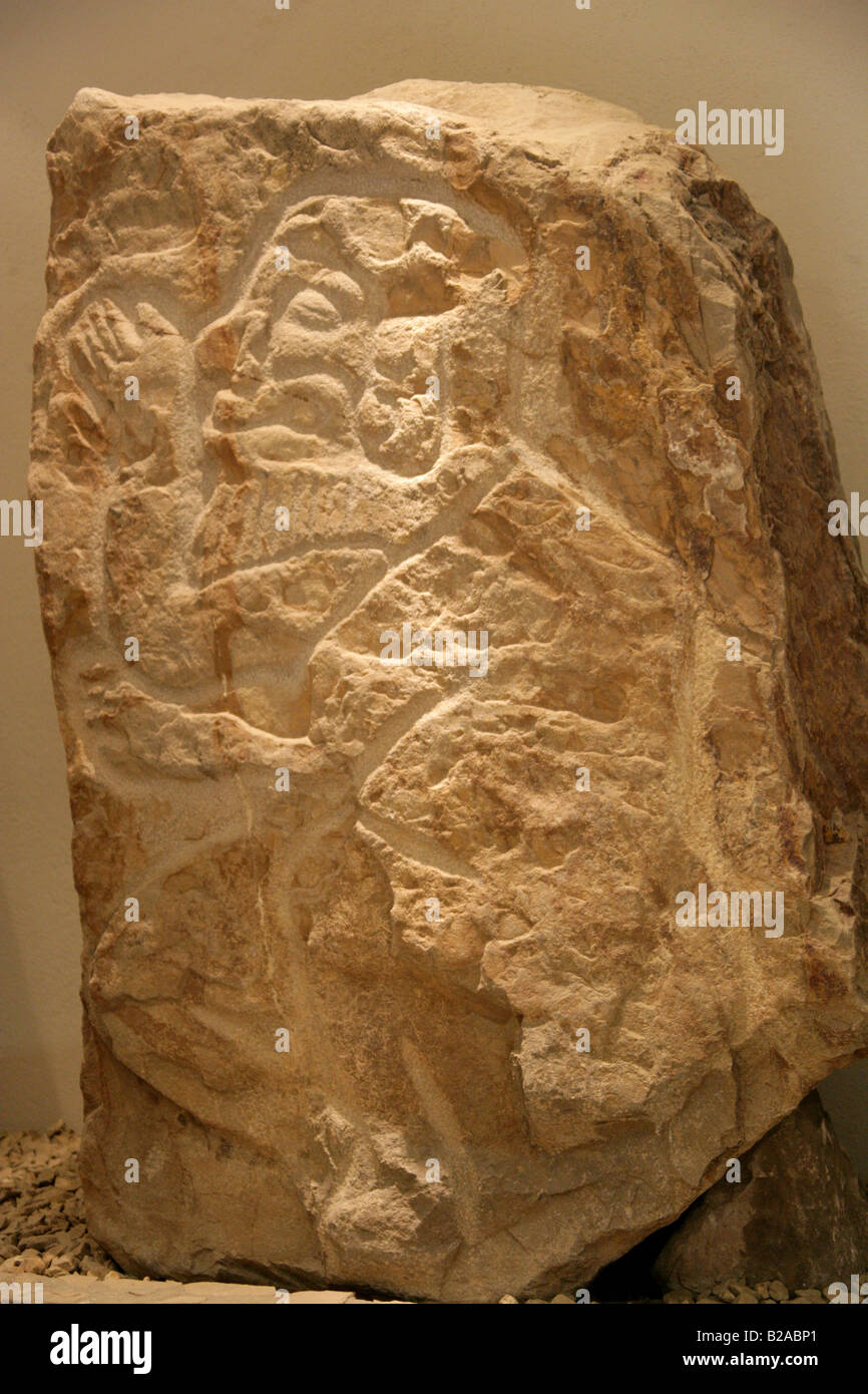 Danseuse d'origine Pierre dans le musée de Monte Alban, près de la ville d'Oaxaca, l'état d'Oaxaca, Mexique Banque D'Images