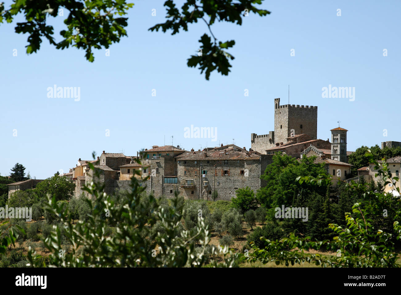 Vue sur la colline de la ville de Castellina in chianti toscane italie Europe Banque D'Images