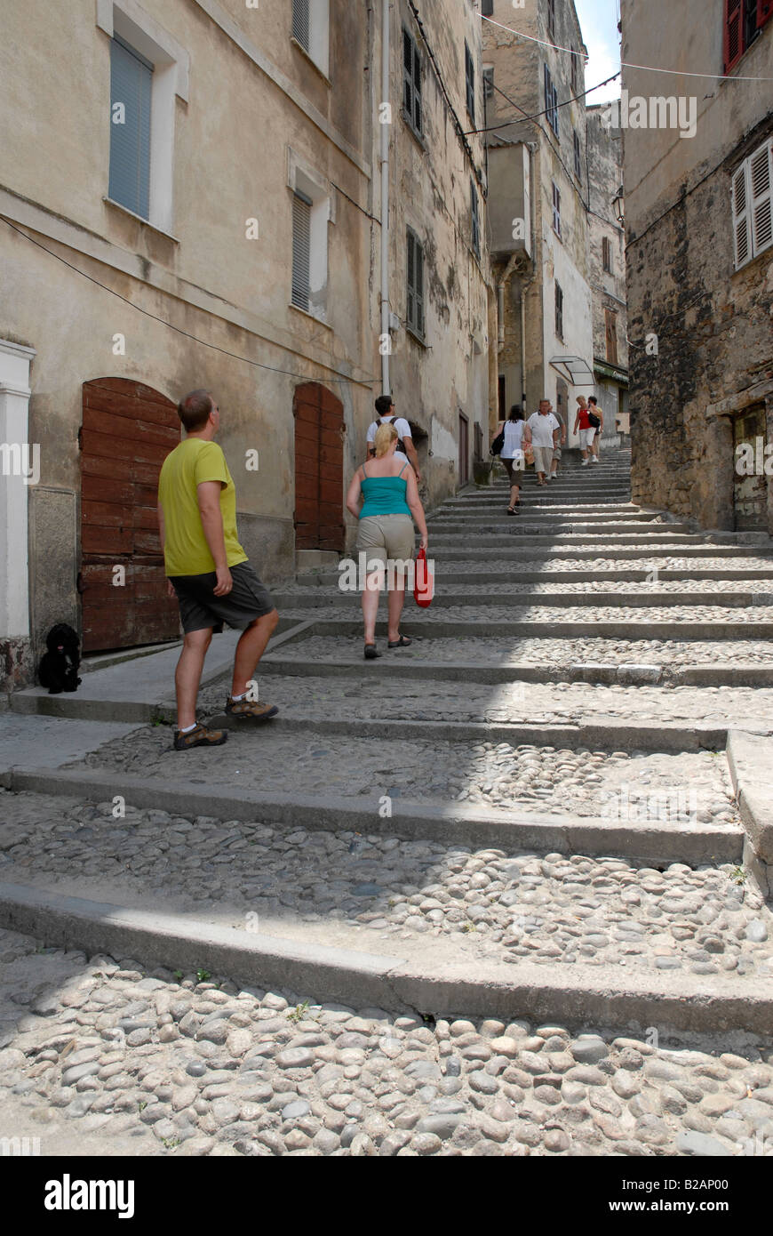 Les rues de Corte en Corse du nord Banque D'Images