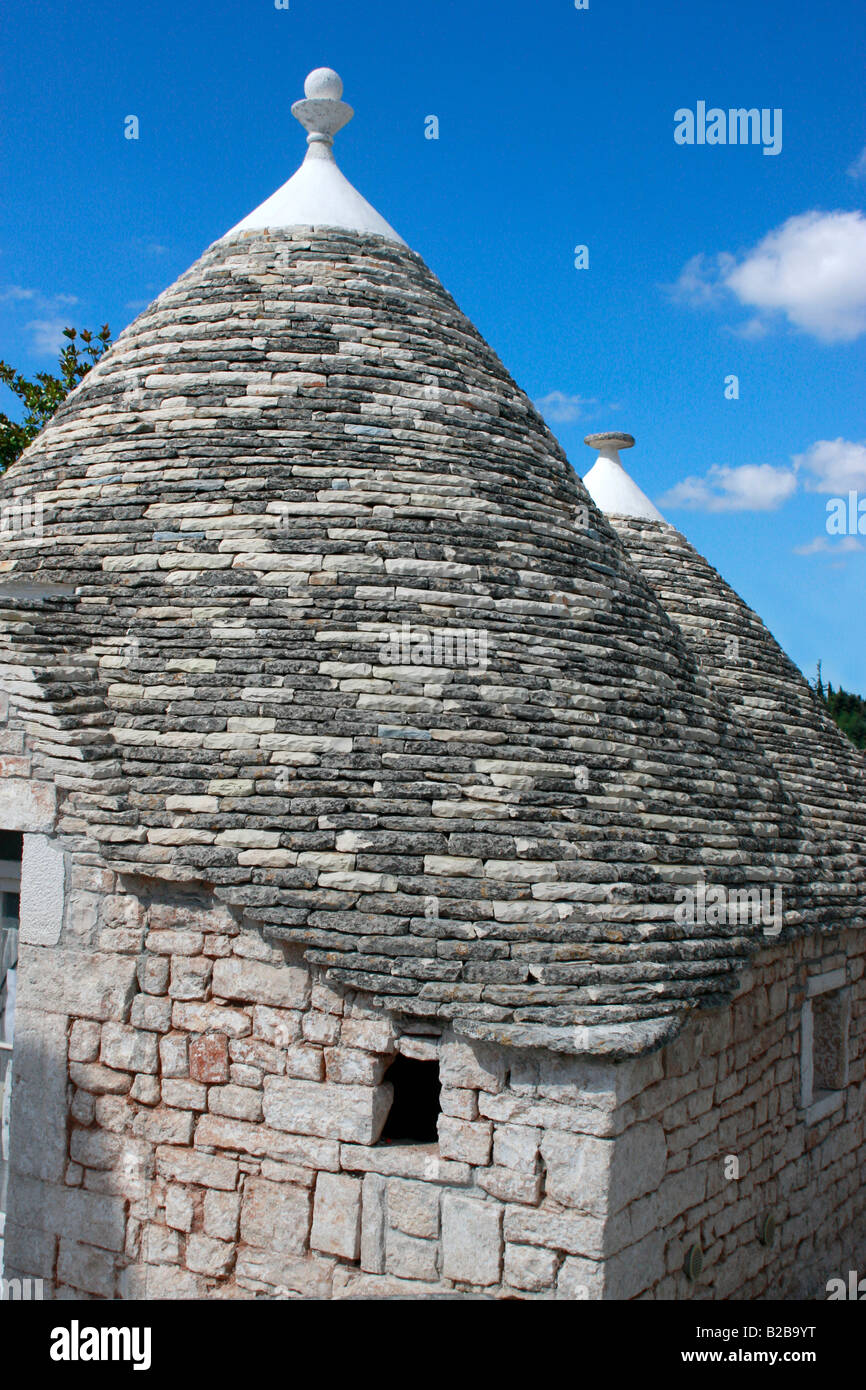 Maison en pierre dans la zone unique de Trullis d'Alberobello, Bari, Pouilles, Italie, qui est un site classé au Patrimoine Mondial Banque D'Images