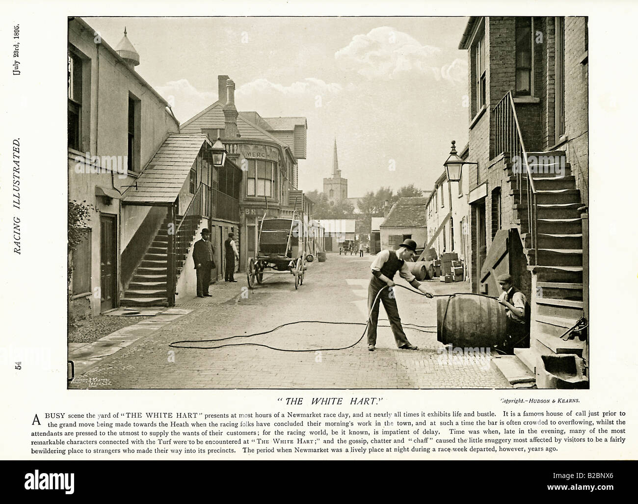 White Hart Newmarket 1895 photo du sommelier au pub fréquenté par la fraternité des courses de chevaux Banque D'Images