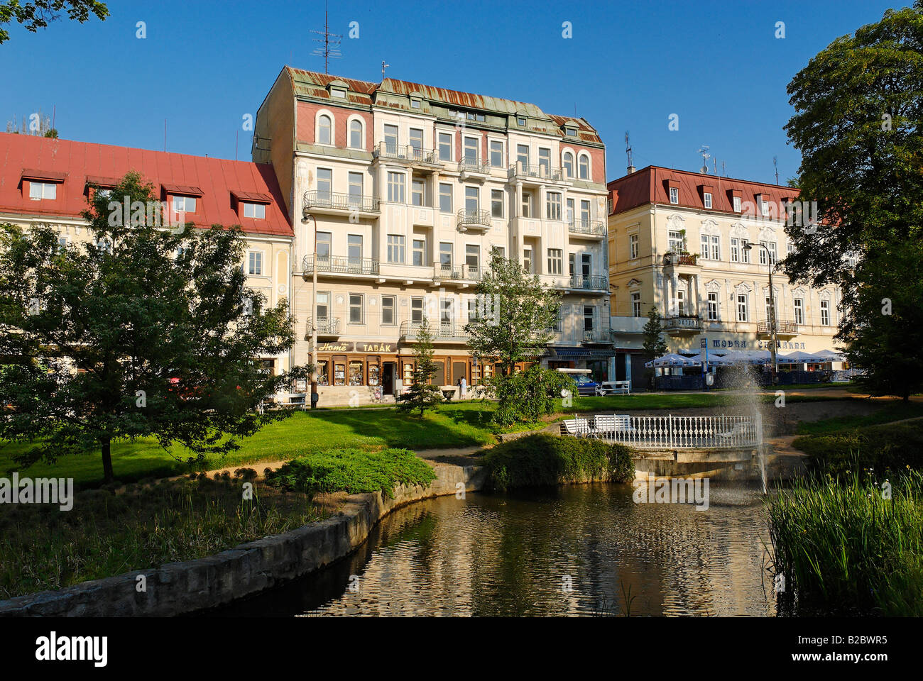 Hôtels historiques de la station thermale de Mariánské Lázn&# 283 ; ou Marienbad, République Tchèque, République Tchèque, Europe Banque D'Images