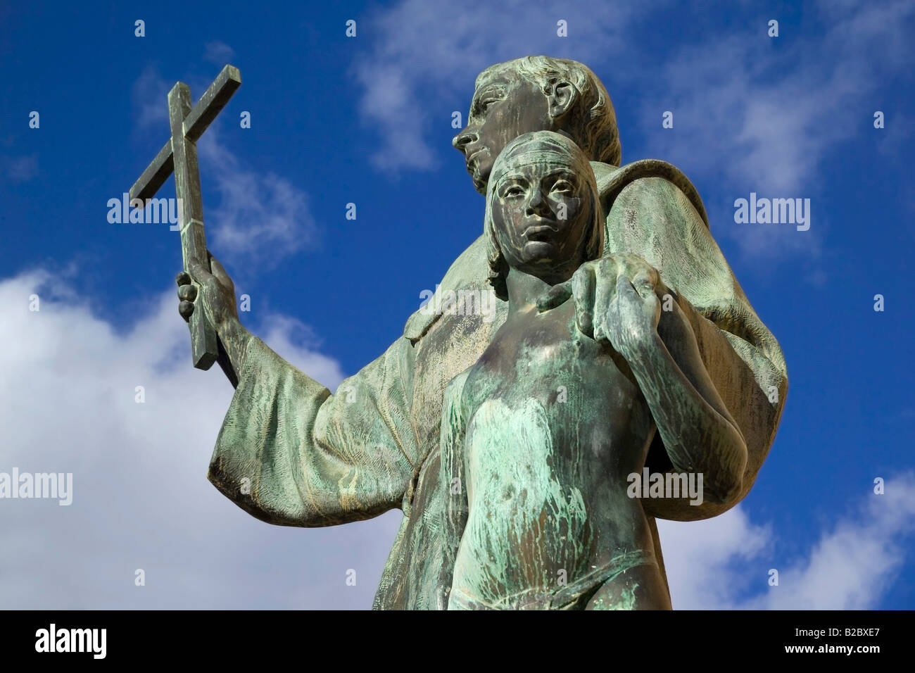 Palma de Mallorca, Fray Juníper Serra statue, fondateur de San Francisco CA. Îles Baléares, Espagne Europe Banque D'Images