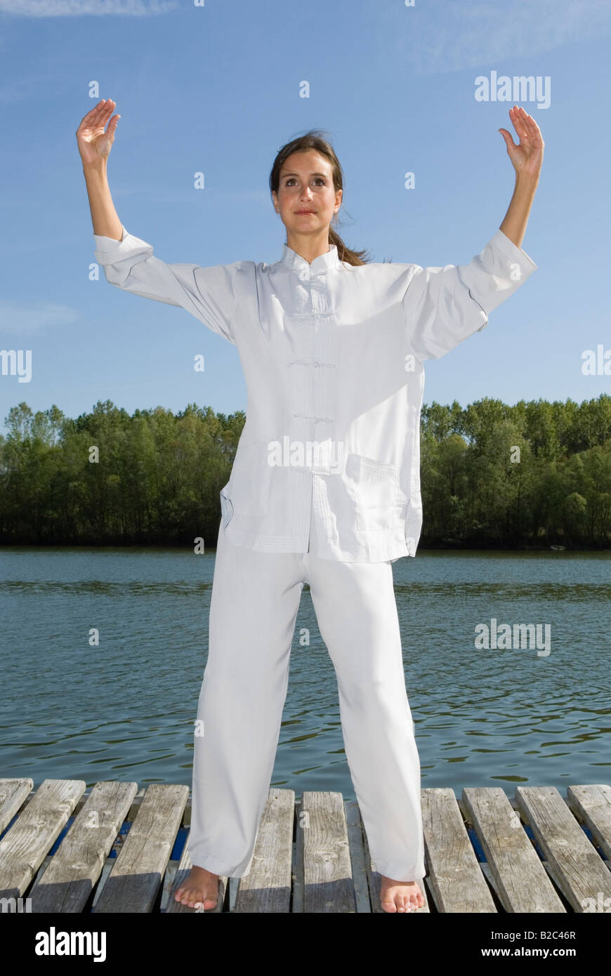 Tai Chi Gong Sau, l'exercice, la collecte des Qi Banque D'Images