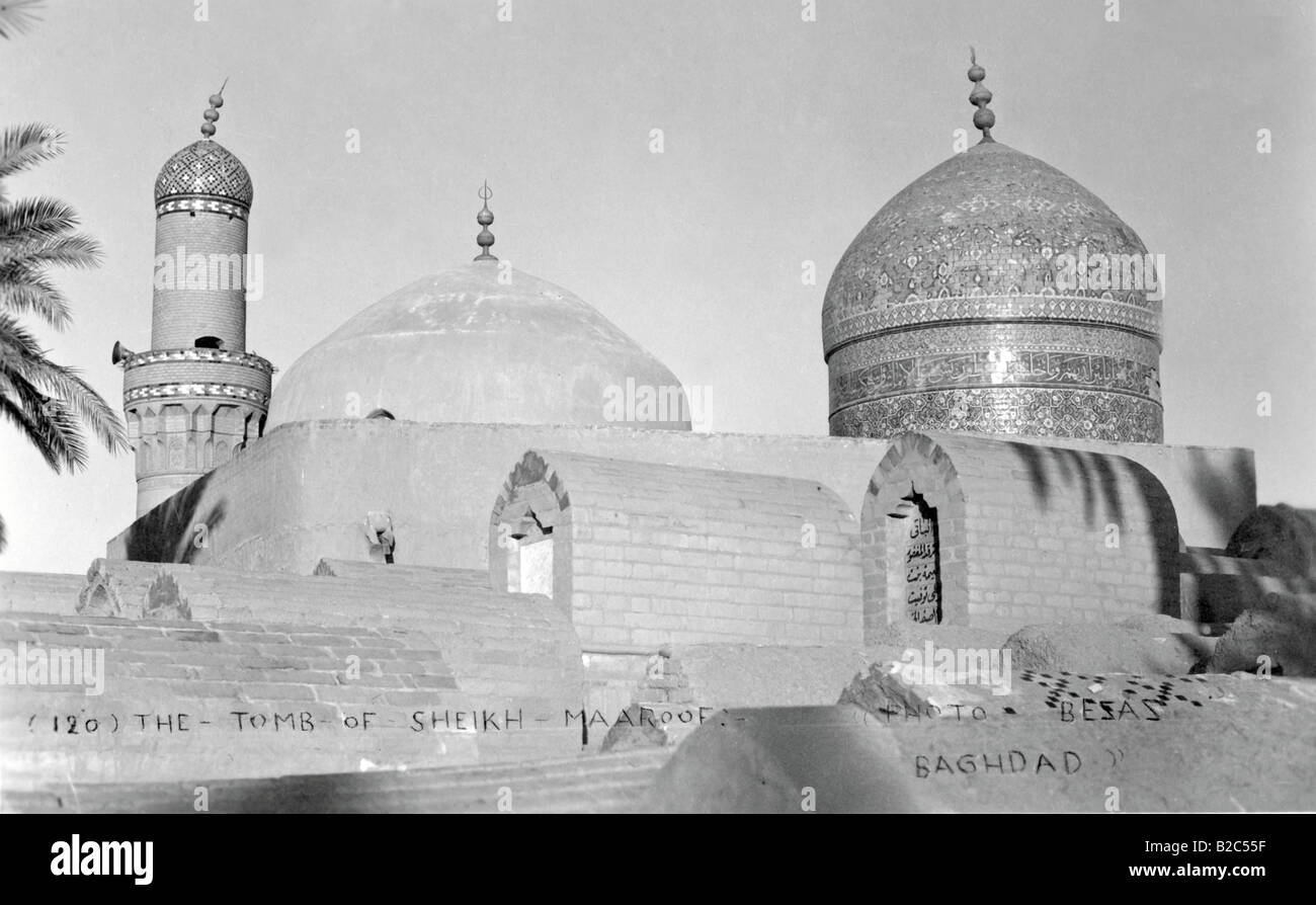 Tombeau de Cheik Maroof, photo d'époque, vers 1930, Bagdad, Irak, Moyen-Orient, Asie Banque D'Images