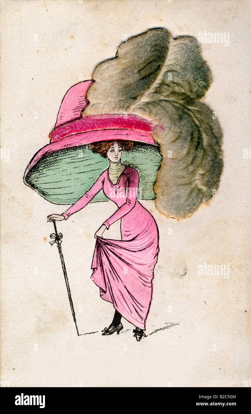 Caricature de chapeaux de mode, photo historique d'environ 1900 Banque D'Images