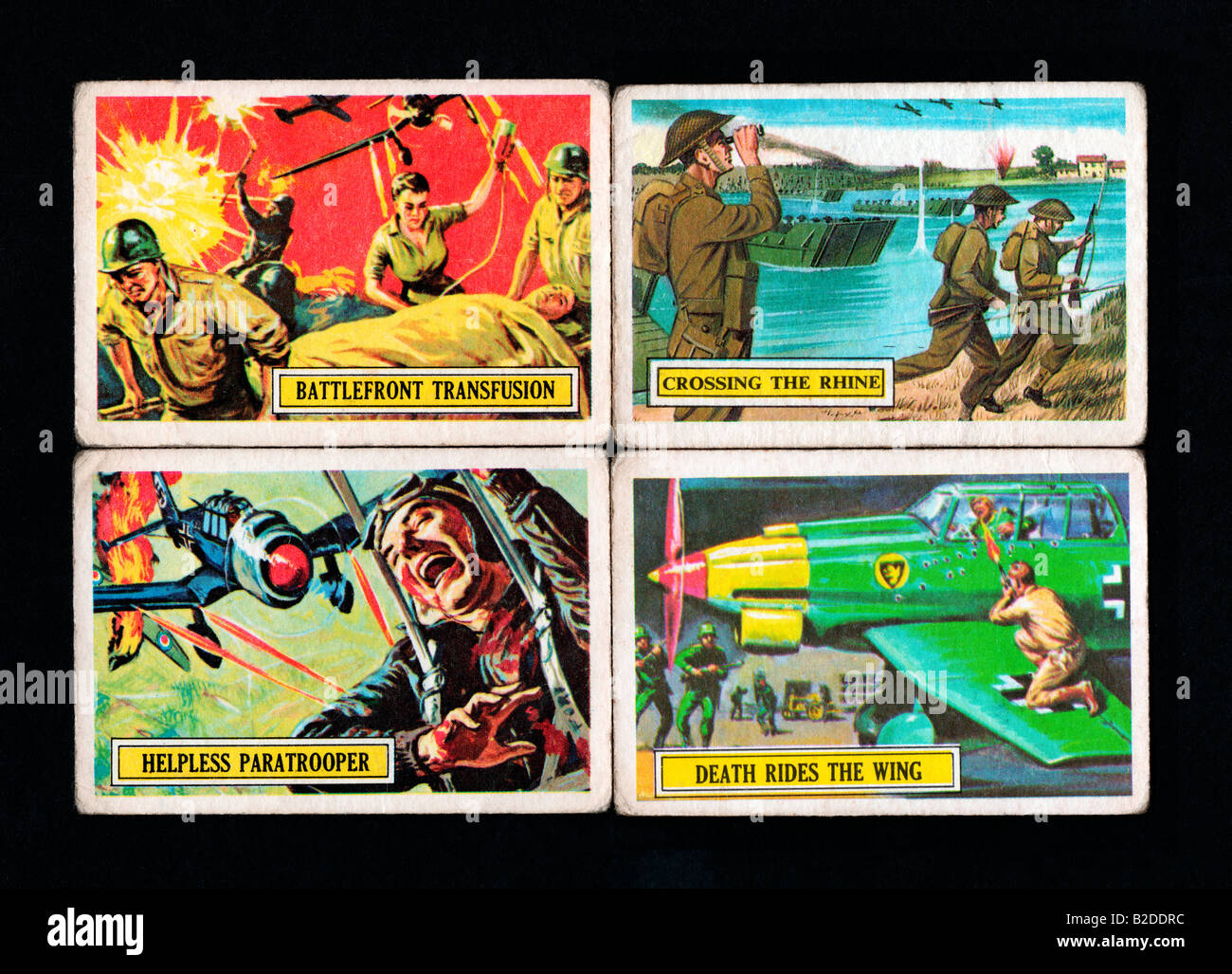 World War 2 Bataille de cartes produites en 1965 par A&BC créé par l'artiste Norman Saunders et donnés dans des paquets de gomme à bulles Banque D'Images