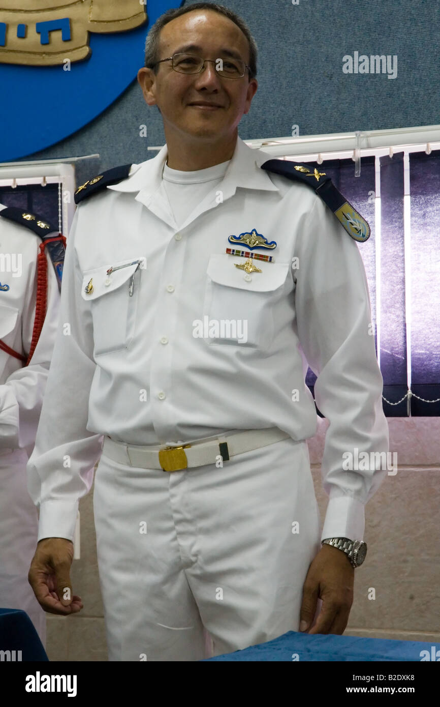 L'amiral Eliezer Marom Chiney à Israël de la Marine Cérémonie de remise de diplômes Banque D'Images