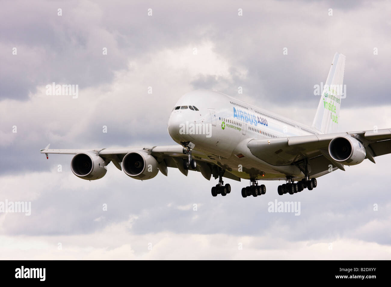 L'atterrissage de l'Airbus A380 Banque D'Images