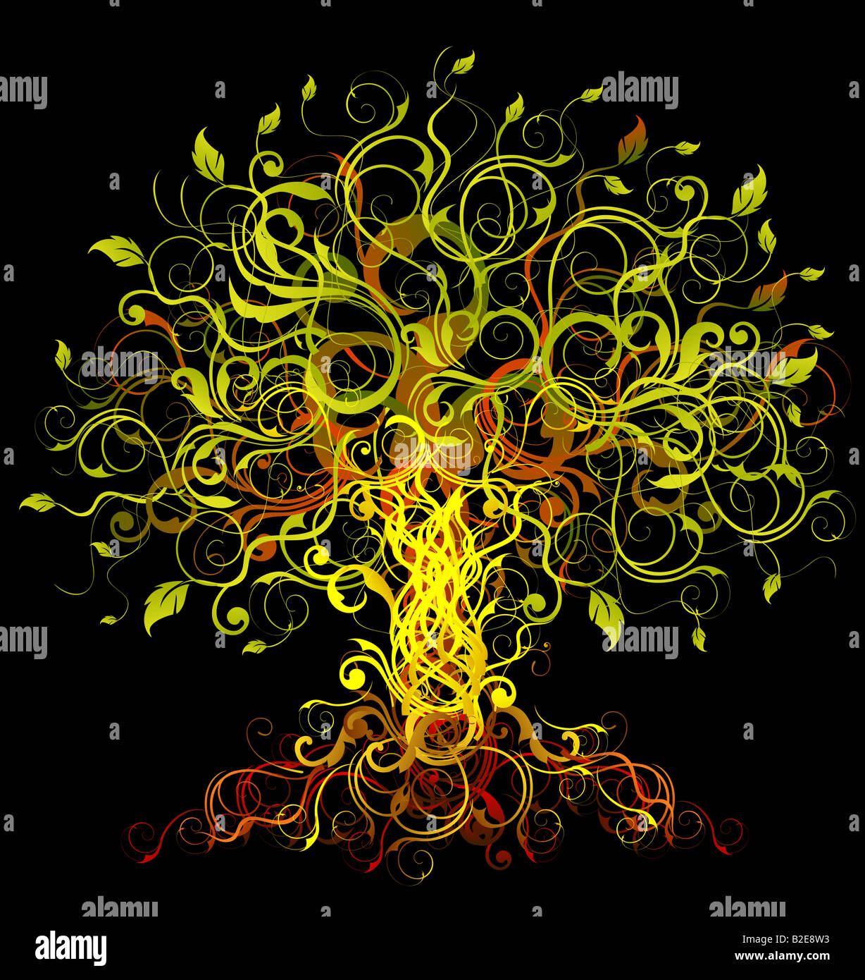 Illustration dessin d'arbre abstrait Banque D'Images
