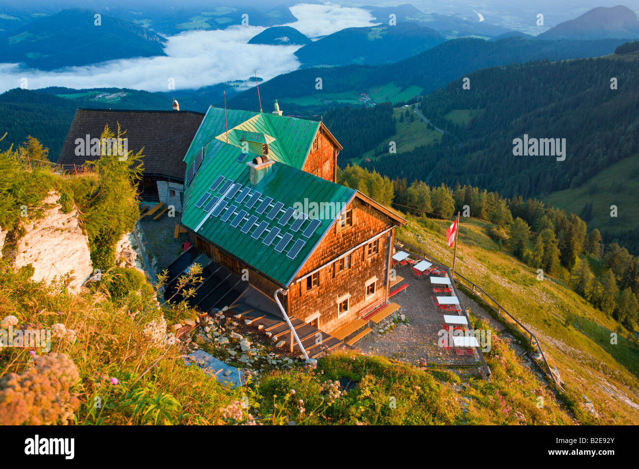 Hôtel de la montagne, sur Purtschellerhaus, Hoher Goell, Korcula, Alpes de Berchtesgaden, en Bavière, Allemagne Banque D'Images