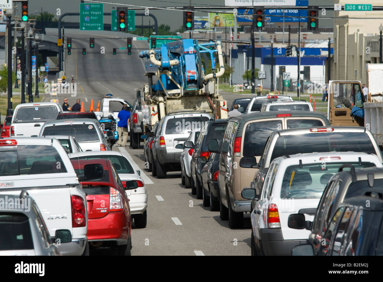 Embouteillage de Salt Lake City- en attente de cavalcade présidentielle Banque D'Images