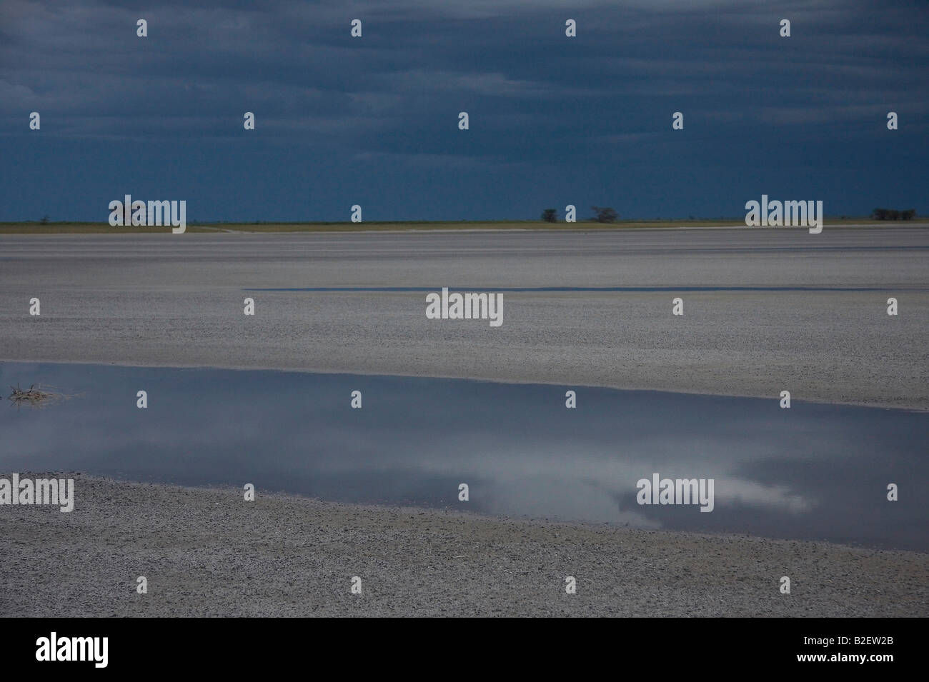 Makgadikgadi Pan avec l'approche de l'orage Banque D'Images