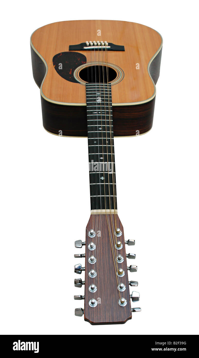 Guitare en bois isolé avec la perspective Banque D'Images
