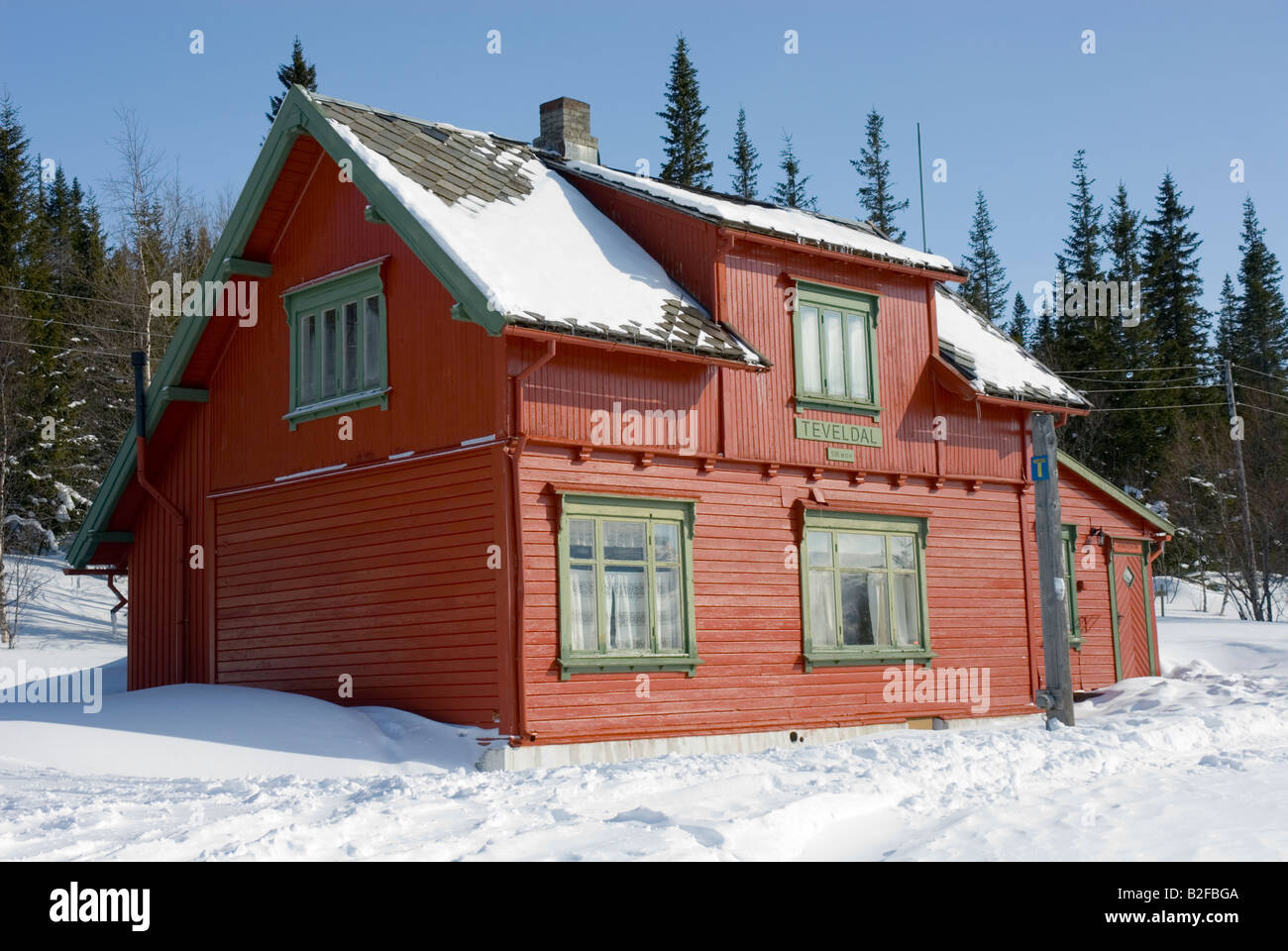 Gare dans Teveldal la Norvège en hiver Banque D'Images