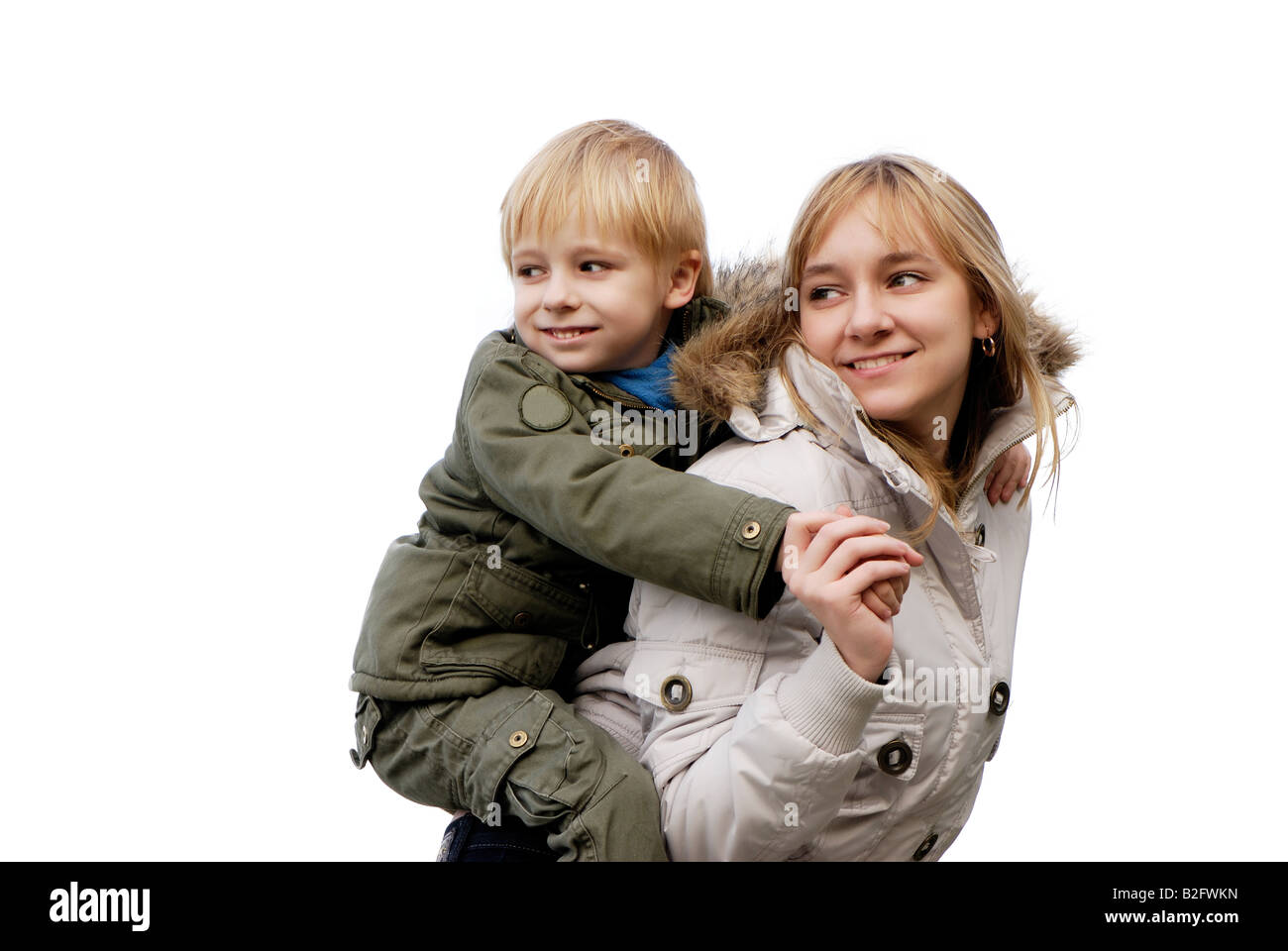 L Amour Fraternel Le Frere Avec La Sœur Sur Fond Blanc Photo Stock Alamy